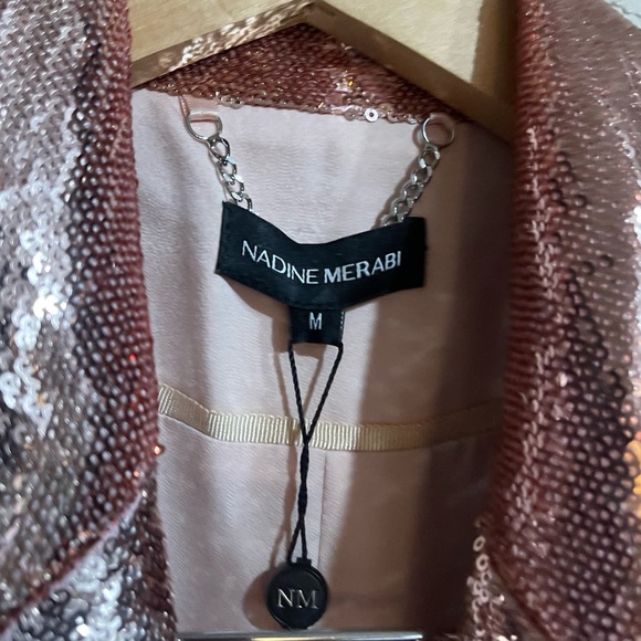 Nadine Merabi | NWT! Karla Rose Gold Sequin Blazer Size: Medium - Picture 3 of 5